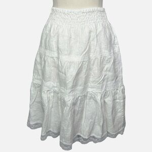 Gold Hawk White A-Line Women's Linen Skirt Sz S